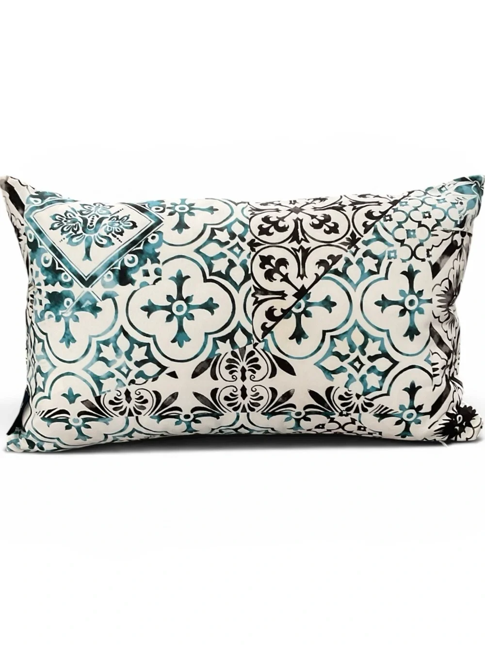 PHANTOSCOPE Rectangular Throw Pillow in Teal and Black Tile Pattern NWOT